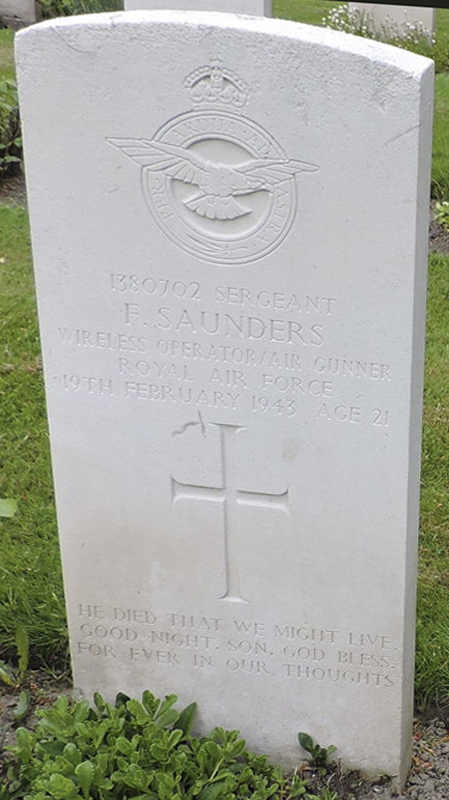 Sgt Frank Saunders<br /><br /><br />died on active duty - February 19th, 1943